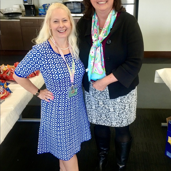 Talbots blue/white jacquard sweater dress size PM - Picture 8 of 8